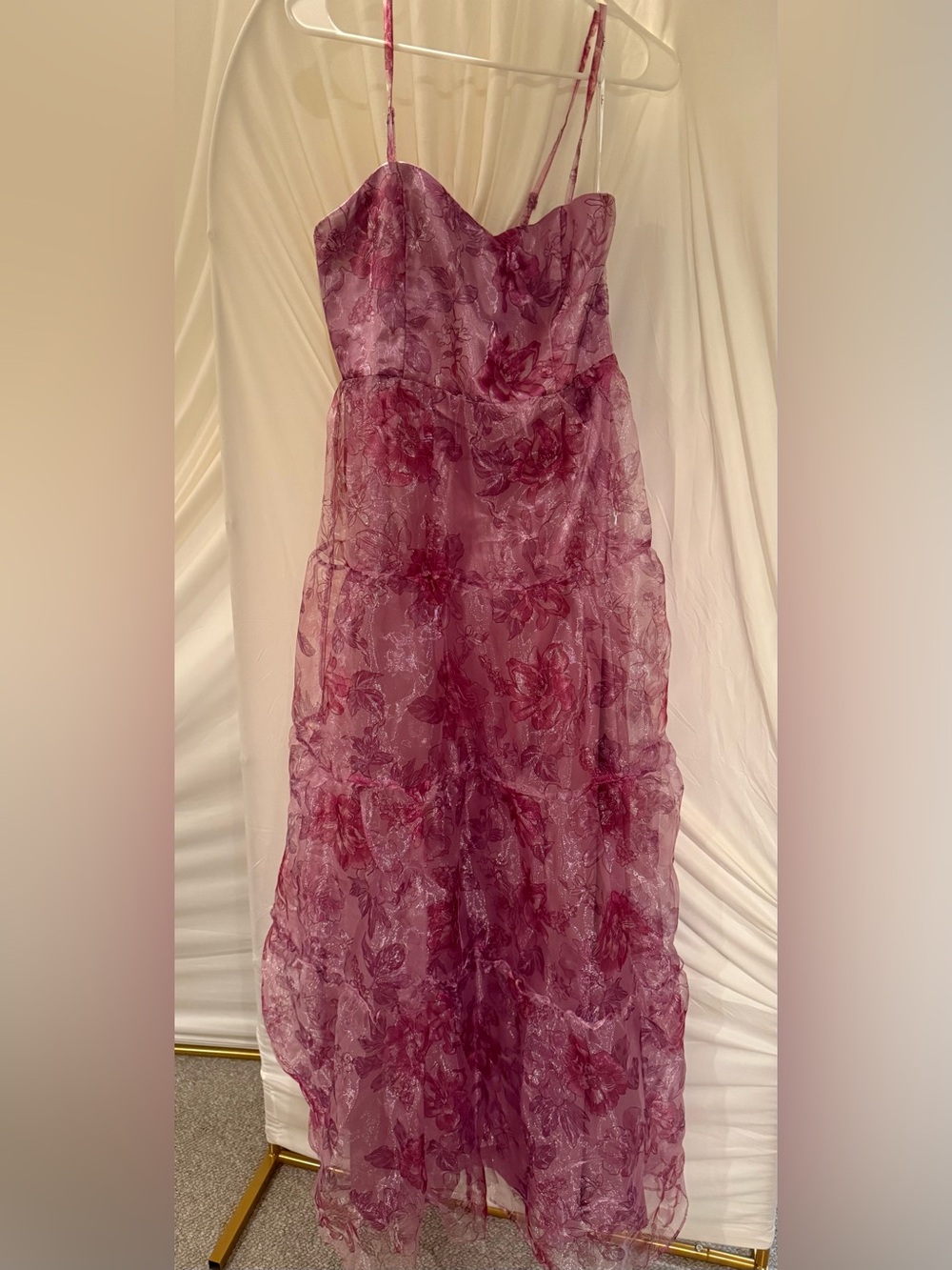 Lulu's Dusty Rose Floral Tiered Maxi Dress